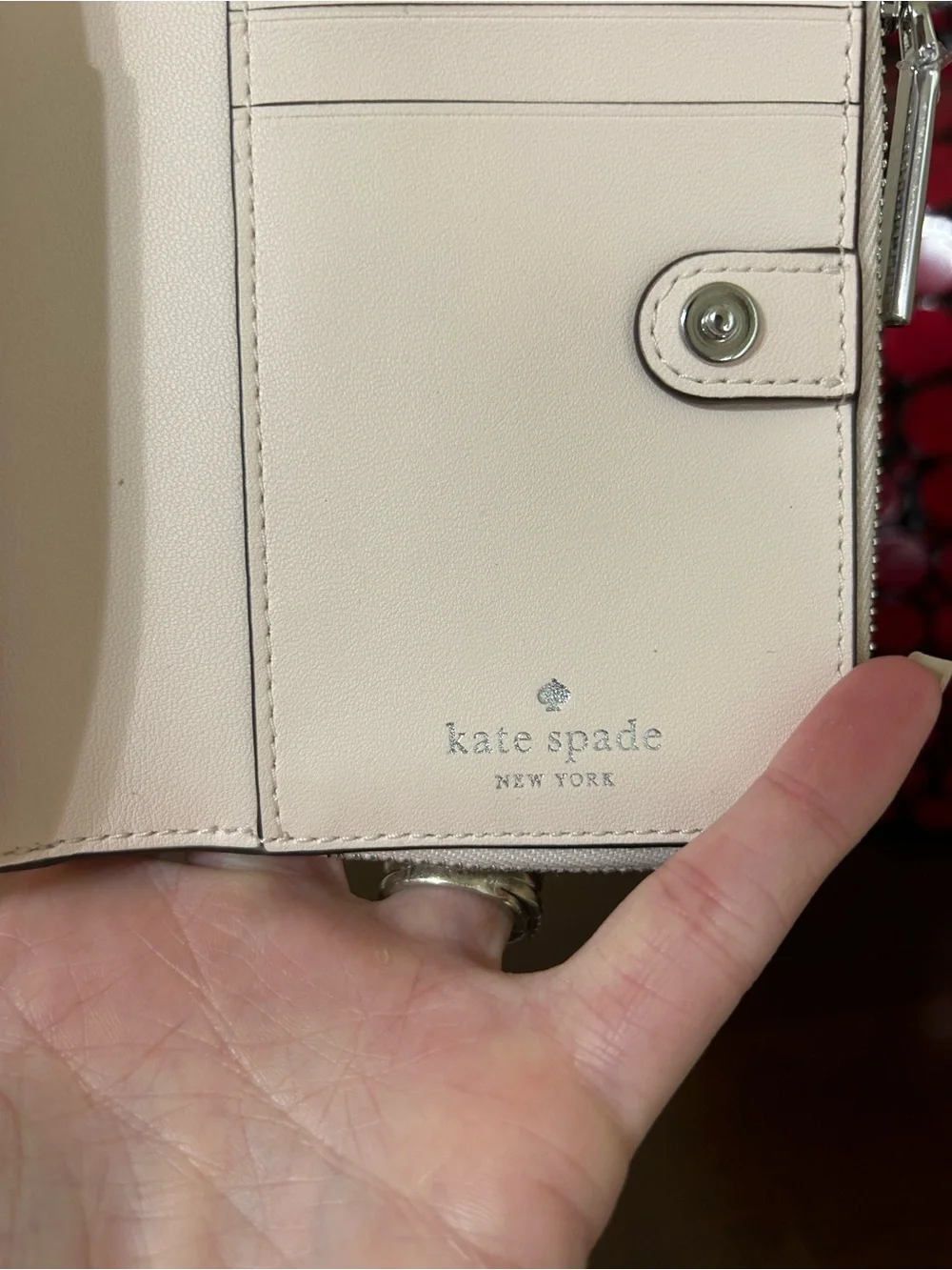 kate spade 3D Floral Small L-zip Wallet in Fresh Peach MSRP $219